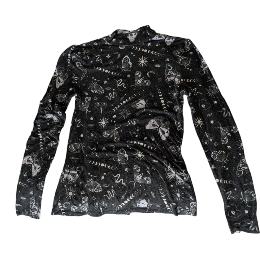 Modcloth Black and White Celestial Long Sleeve Top